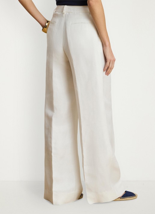 Ralph Lauren High waist wide fit pantalon in linnenblend - achterkant 5 wit
