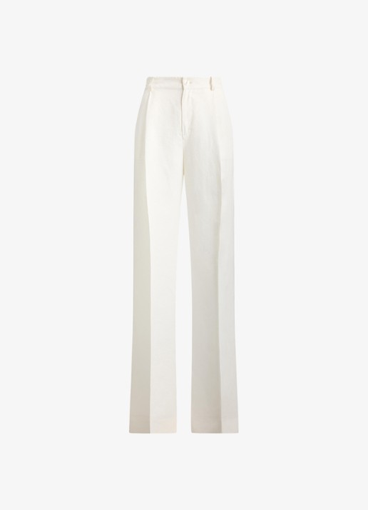 Ralph Lauren High waist wide fit pantalon in linnenblend - voorkant 3 wit