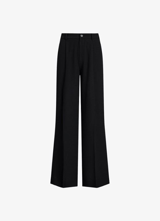 Ralph Lauren High waist wide fit pantalon met steekzaken - voorkant 4 zwart