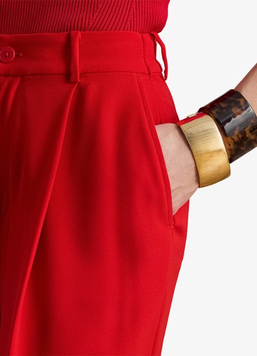 Ralph Lauren High waist wide fit pantalon met steekzaken - detail 5 cruise red 2wr6 / rood