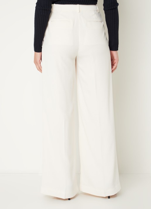 Ralph Lauren High waist wide fit pantalon met steekzakken en persplooi - achterkant 5 creme