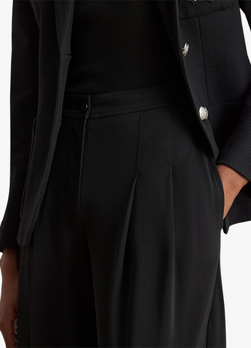 Ralph Lauren High waist wide fit pantalon met steekzakken - detail 5 zwart