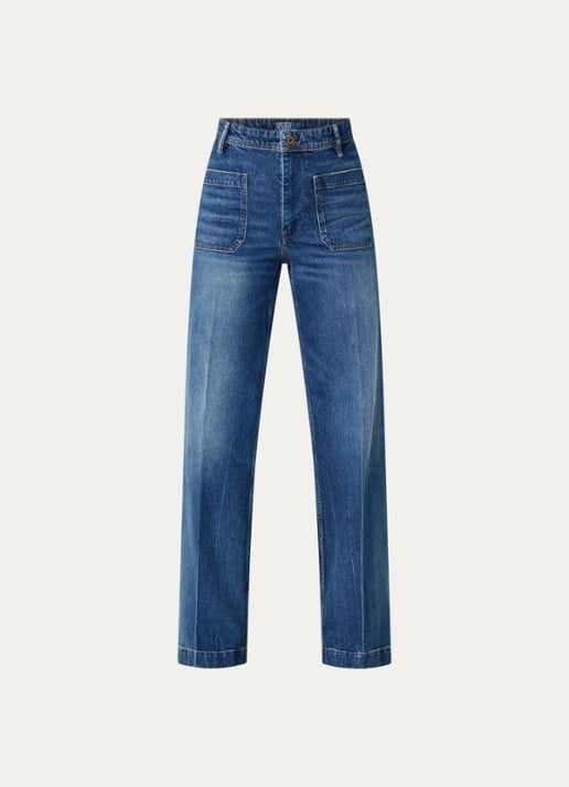 Ralph Lauren High waist wide leg jeans met donkere wassing - voorkant 2 indigo