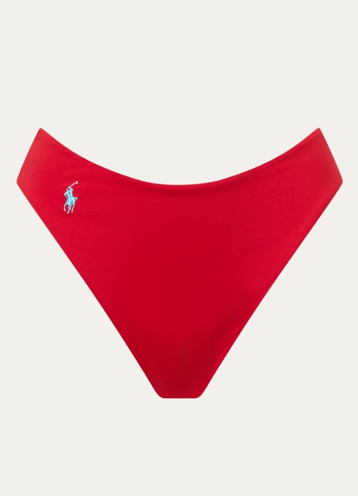 Ralph Lauren High waisted brazilian bikinislip met logo - voorkant 2 rood