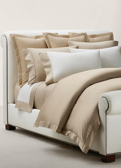 Ralph Lauren Hoeslaken van katoensatijn 624TC, hoekhoogte 33 cm - voorkant 2 creme