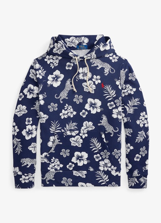 Ralph Lauren Hoodie met bloemenprint en kangoeroezak - voorkant 3 donkerblauw