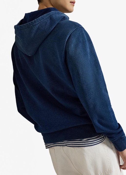 Ralph Lauren Hoodie met logo en opgestikte zakken - achterkant 5 newport bear/dark indigo / blauw