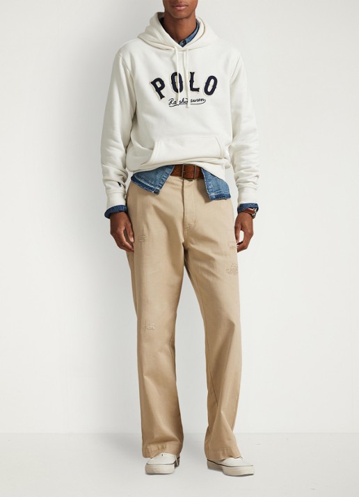 Ralph Lauren Hoodie met logo - voorkant 3 deckwash white / wit