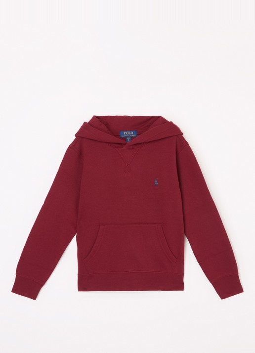 Ralph Lauren Hoodie met logoborduring - voorkant bordeauxrood