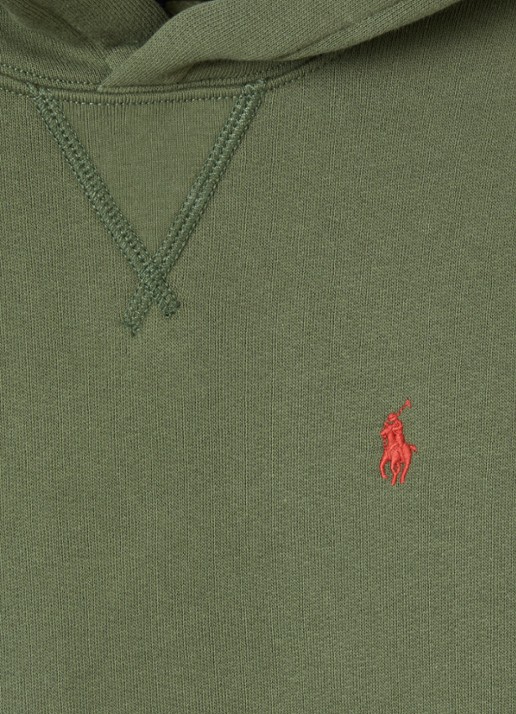 Ralph Lauren Hoodie met logoborduring - detail olijfgroen