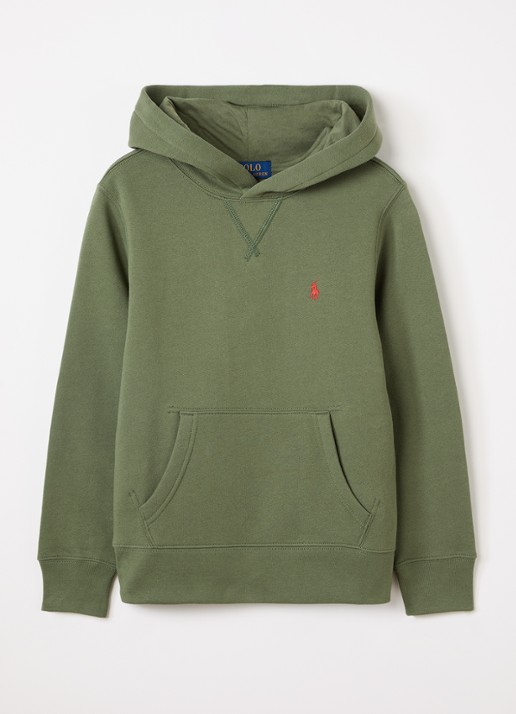 Ralph Lauren Hoodie met logoborduring - voorkant 2 olijfgroen