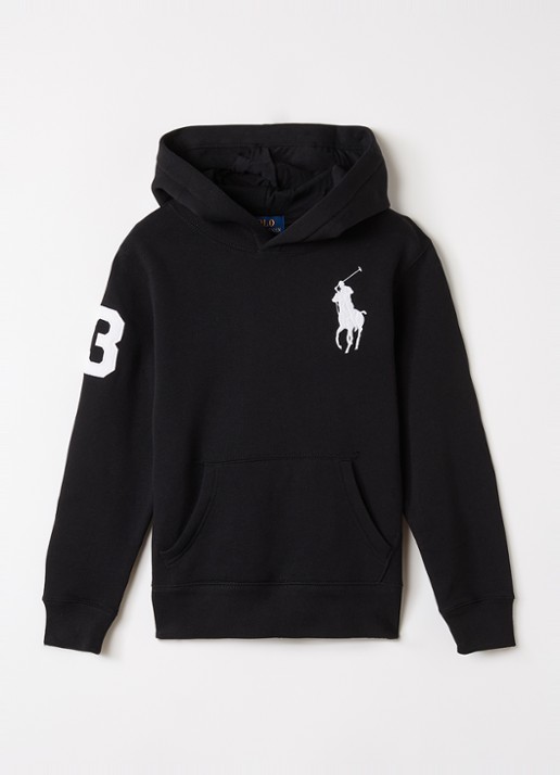 Ralph Lauren Hoodie met logoborduring - voorkant zwart