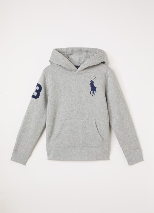 Ralph Lauren Hoodie met logoborduring - voorkant antraciet
