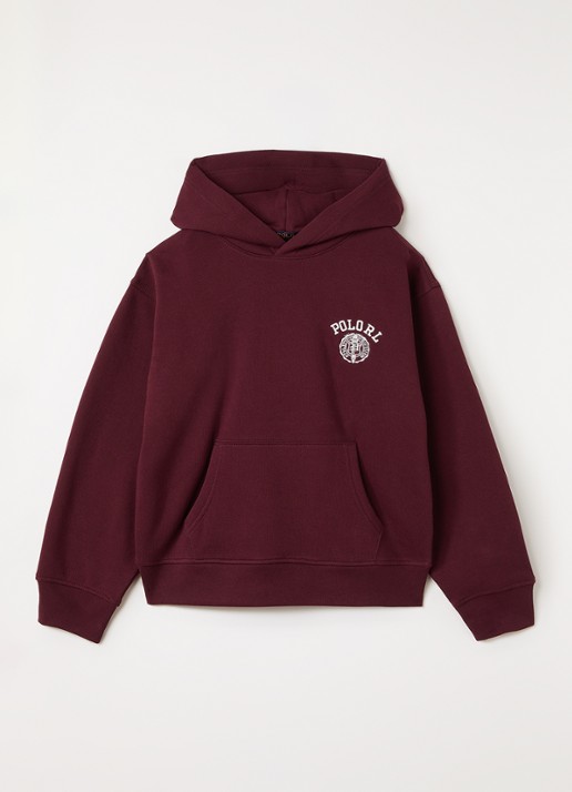 Ralph Lauren Hoodie met logoborduring - voorkant 2 bordeauxrood