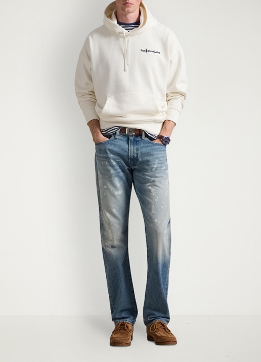 Ralph Lauren Hoodie met logoborduring - voorkant 4 deckwash white / wit