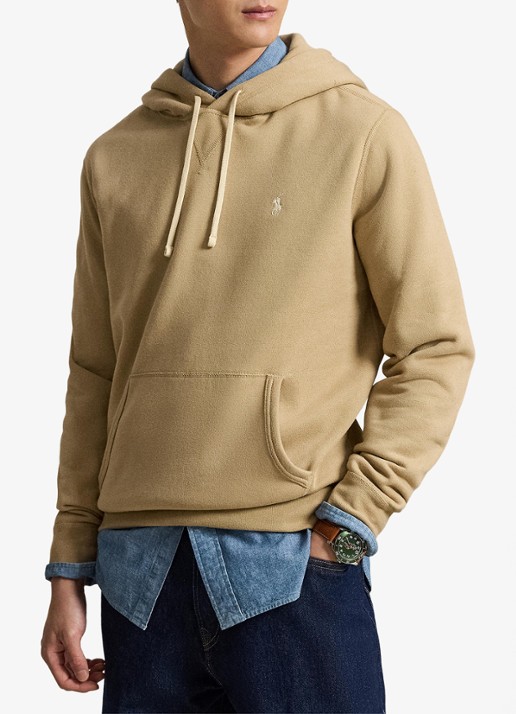 Ralph Lauren Hoodie met logoborduring - voorkant 2 vintage khaki / khaki