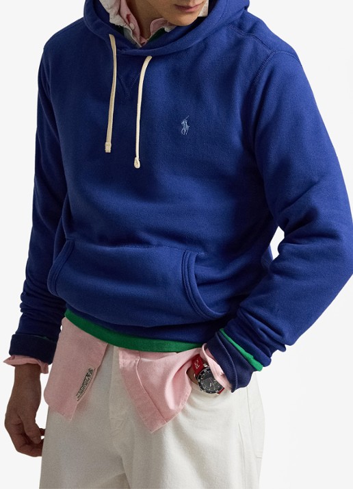 Ralph Lauren Hoodie met logoborduring - voorkant 3 blue yacht / blauw