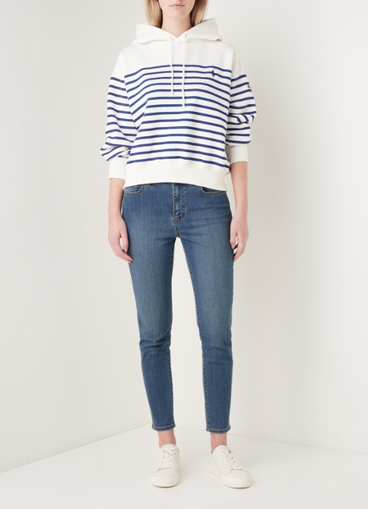 Ralph Lauren Hoodie met streepprint - voorkant 3 donkerblauw