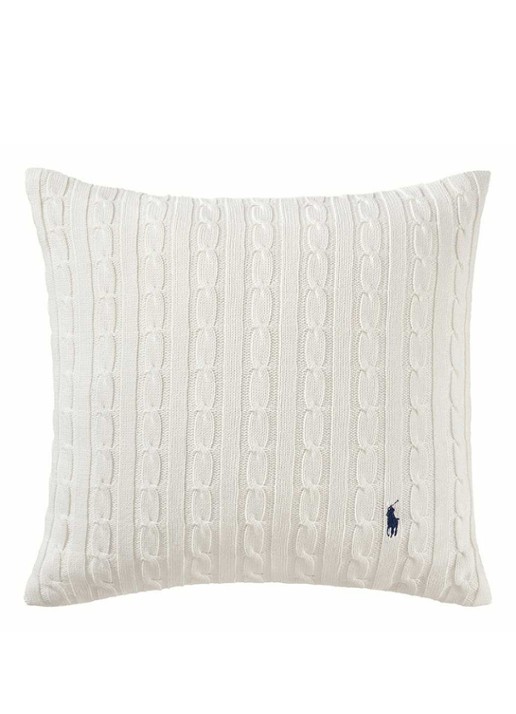 Ralph Lauren Houscou kussensloop van katoen - voorkant 4 gebroken wit