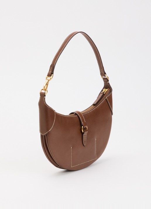 Ralph Lauren ID schoudertas mini van kalfsleer - achterkant 5 cognac