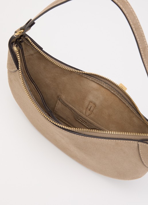 Ralph Lauren ID schoudertas mini van suède - detail 3 zand