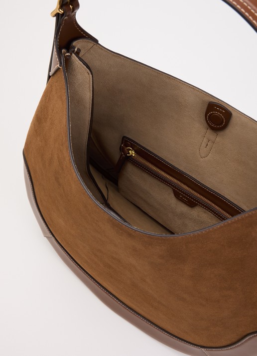 Ralph Lauren ID schoudertas van kalfsleer - detail bruin