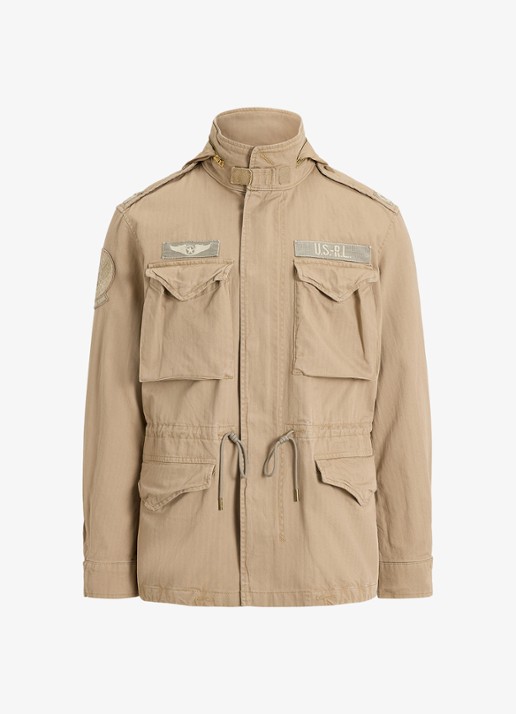 Ralph Lauren Jack met opbergbare capuchon en klepzakken - voorkant 4 khaki