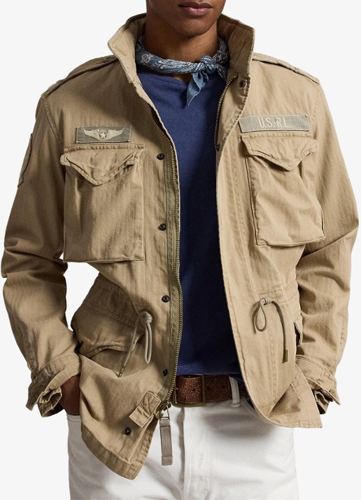 Ralph Lauren Jack met opbergbare capuchon en klepzakken - voorkant 5 khaki