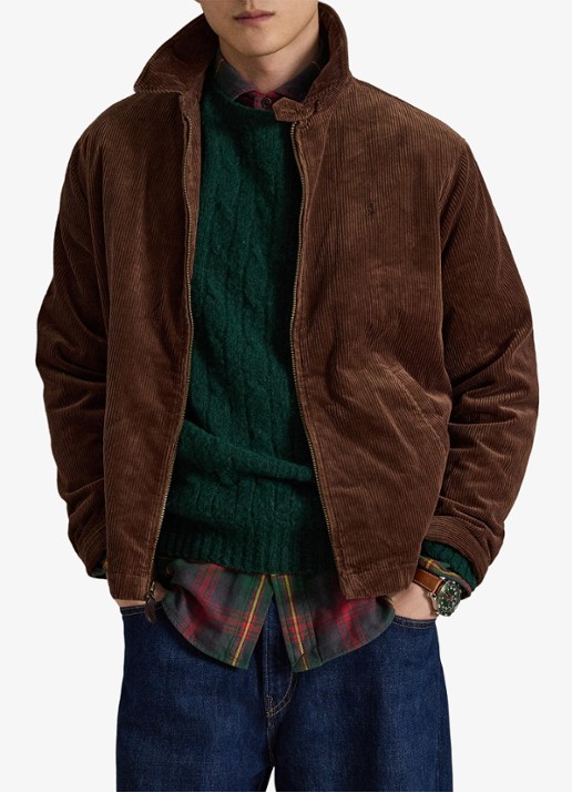 Ralph Lauren Jack van corduroy met logoborduring - voorkant 2 pale russet / bruin