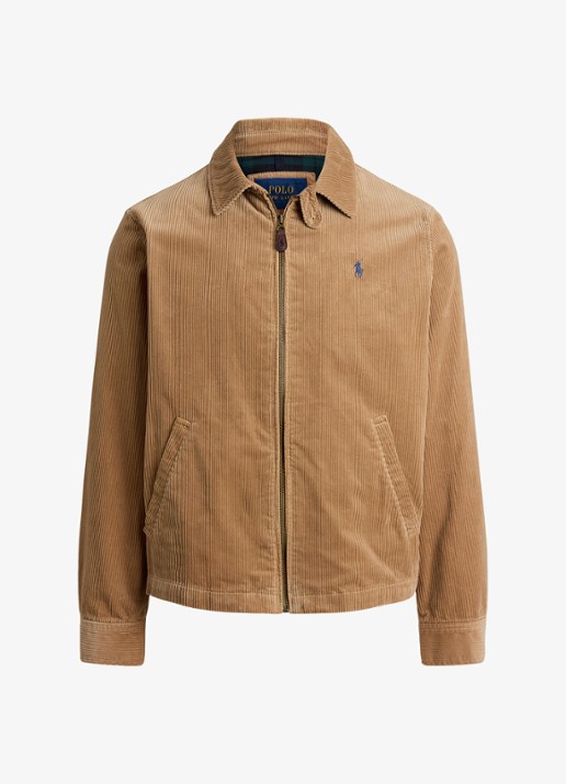 Ralph Lauren Jack van corduroy met logoborduring - voorkant vintage khaki / khaki