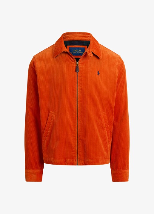 Ralph Lauren Jack van corduroy met logoborduring - voorkant college orange / oranje