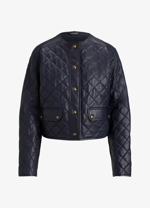 Ralph Lauren Jack van lamsleer met quilt patroon - voorkant donkerblauw