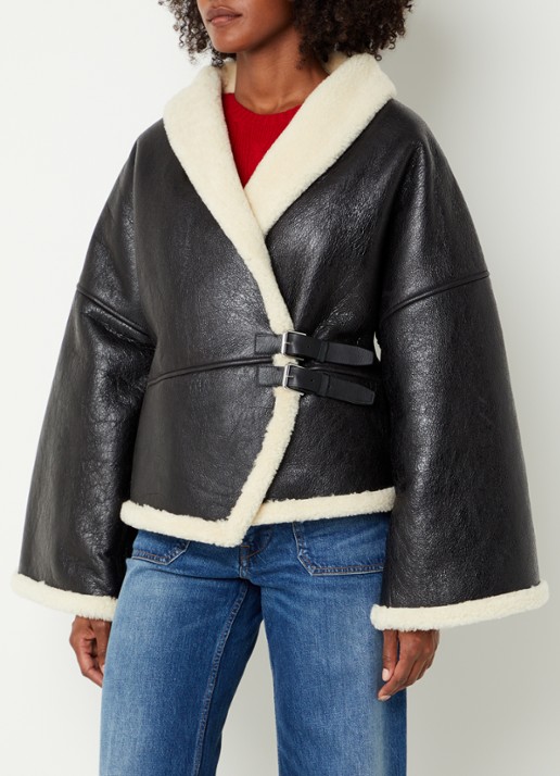 Ralph Lauren Jack van leer met details van wol