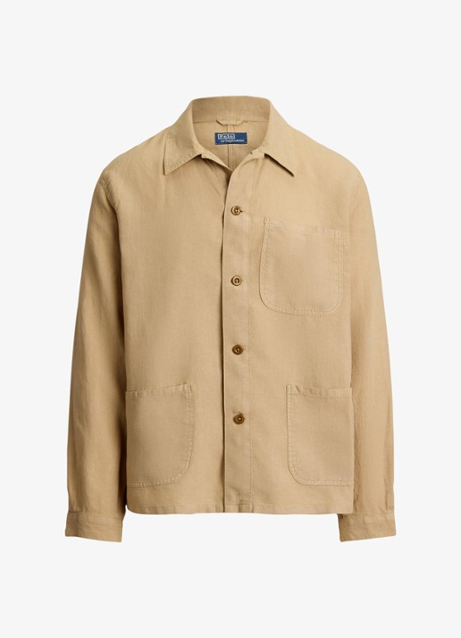 Ralph Lauren Jack van linnen met opgestikte zakken - voorkant 4 coastal beige / beige