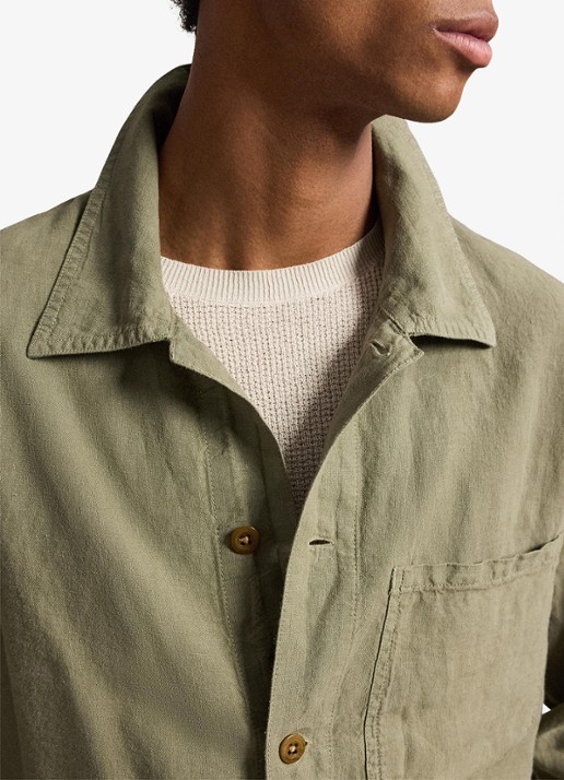 Ralph Lauren Jack van linnen met opgestikte zakken - detail 2 sage green / groen