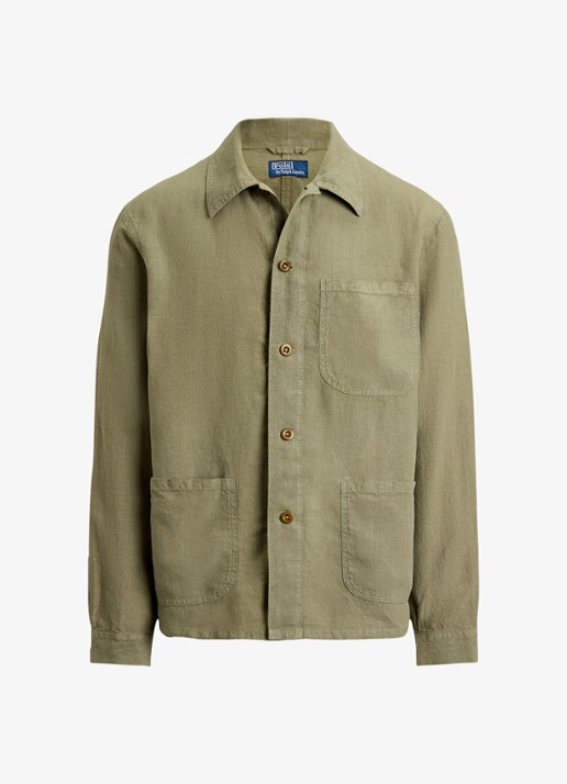 Ralph Lauren Jack van linnen met opgestikte zakken - voorkant 3 sage green / groen