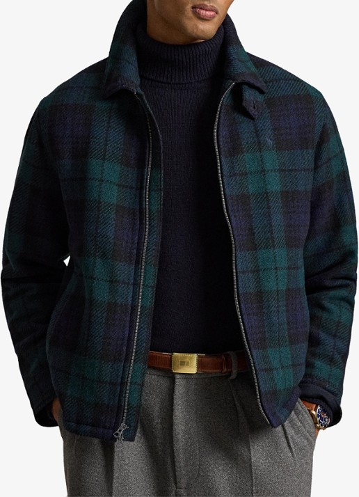 Ralph Lauren Jack van wol met ruitdessin en steekzakken - voorkant 2 groen