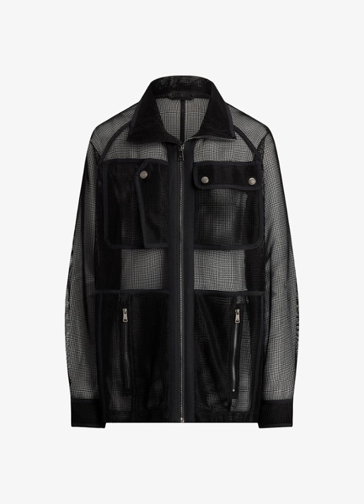 Ralph Lauren Jas van mesh met opgestikte zakken - voorkant 2 zwart