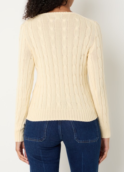 Ralph Lauren Julianna kabelgebreide pullover met logoborduring - achterkant creme