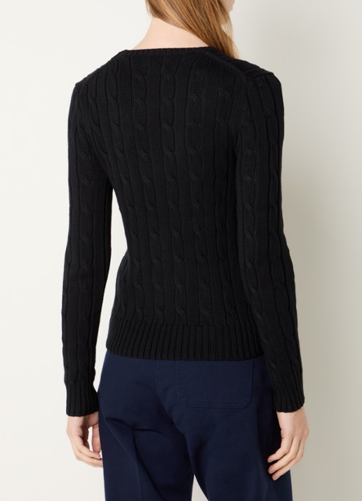 Ralph Lauren Julianna kabelgebreide pullover met logoborduring - achterkant indigo