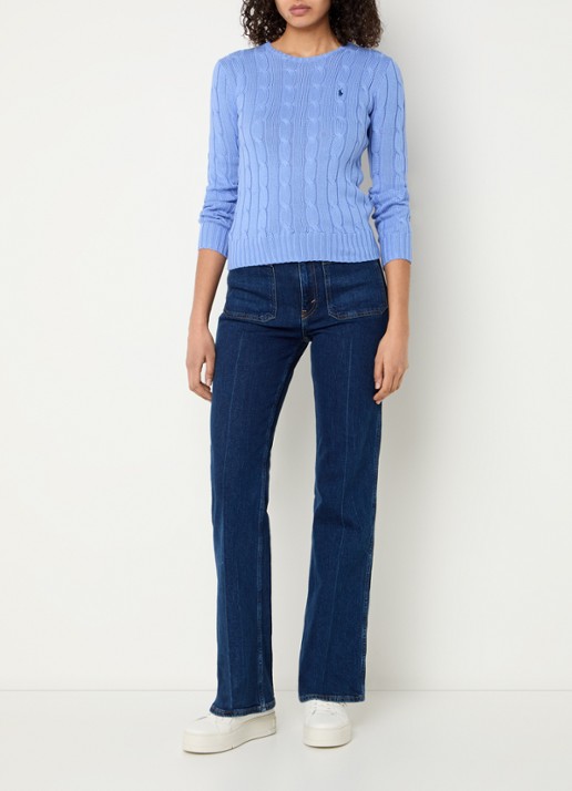 Ralph Lauren Julianna kabelgebreide pullover met logoborduring - voorkant 4 blauw