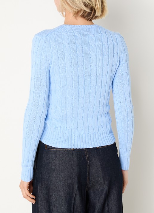 Ralph Lauren Julianna kabelgebreide pullover met logoborduring - achterkant 3 staalblauw