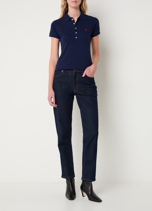 Ralph Lauren Julie polo van piqué katoen met logoborduring  - voorkant 4 donkerblauw