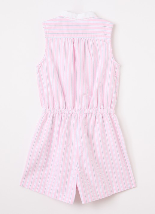 Ralph Lauren Jumpsuit met streepprint - voorkant 2 roze