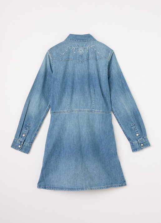 Ralph Lauren Jurk van denim - voorkant 2 blauw
