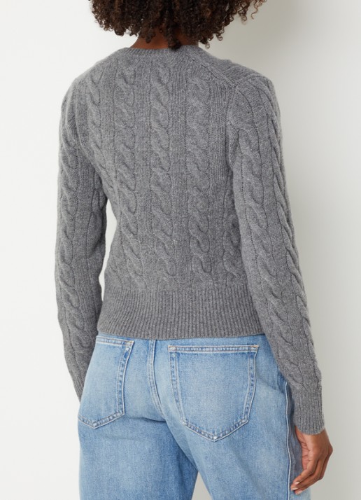 Ralph Lauren Kabelgebreid vest in kasjmierblend met logoborduring - achterkant 4 grijs
