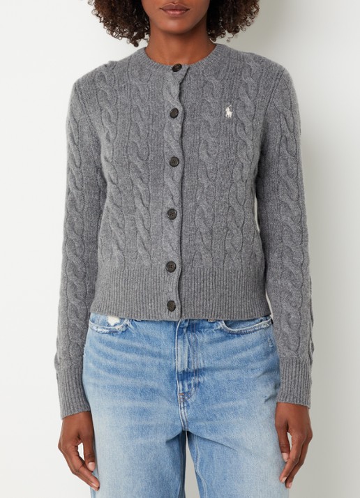 Ralph Lauren Kabelgebreid vest in kasjmierblend met logoborduring