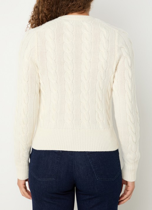 Ralph Lauren Kabelgebreid vest in kasjmierblend - achterkant creme