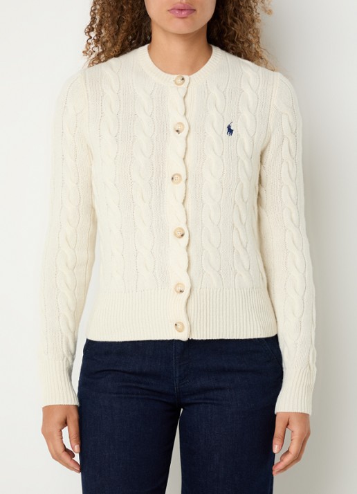 Ralph Lauren Kabelgebreid vest in kasjmierblend - detail 4 creme