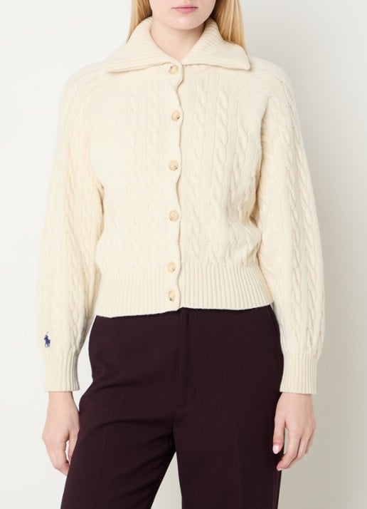 Ralph Lauren Kabelgebreid vest met kraag en logoborduring